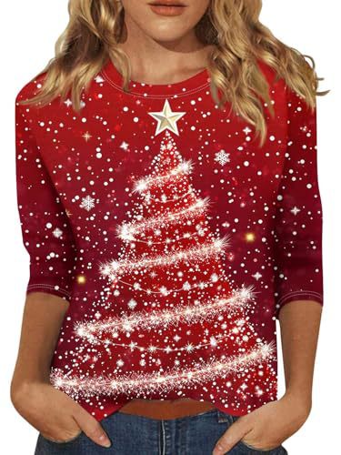 Christmas Tree Bow Print Women's Half-Sleeve T-Shirt