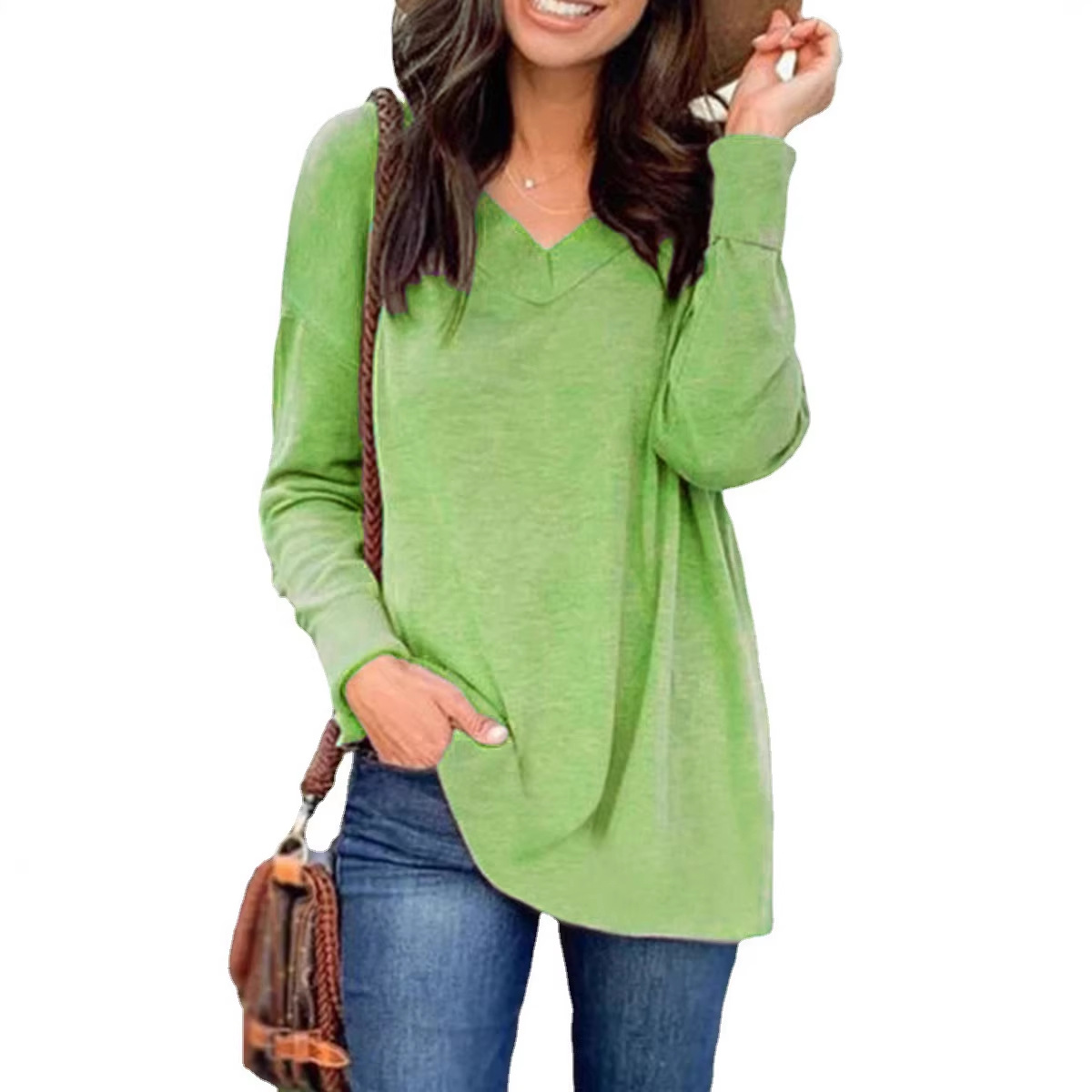 Women's Long Sleeve V-Neck Casual T-Shirt Top