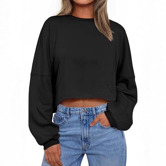 Women's Urban Style Polyester Long Sleeve Crewneck Loose Fit T-Shirt