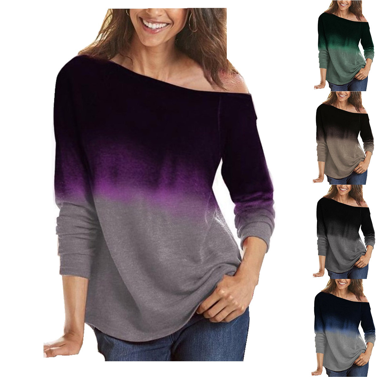 Women's Gradient Print Long Sleeve T-Shirt