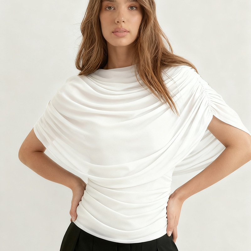 Women's Scarf-Neck Draped Sleeveless Fitted Top