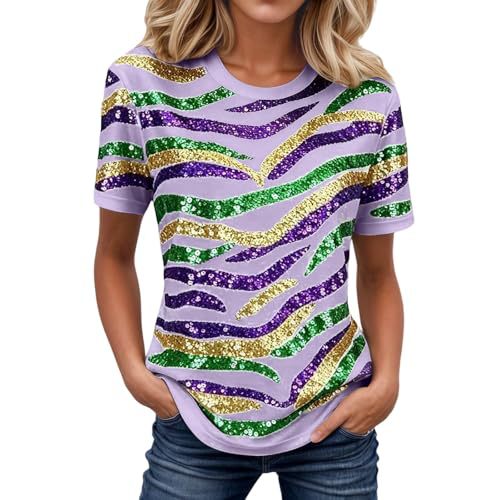 Women's Abstract Line Print Crewneck Short Sleeve Top