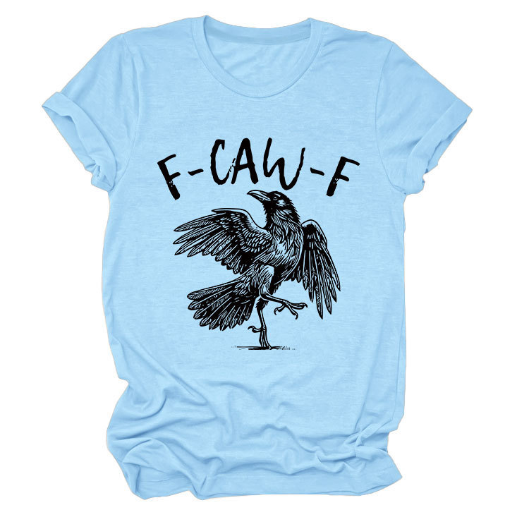Bird & Crow Print Crewneck Short Sleeve Top