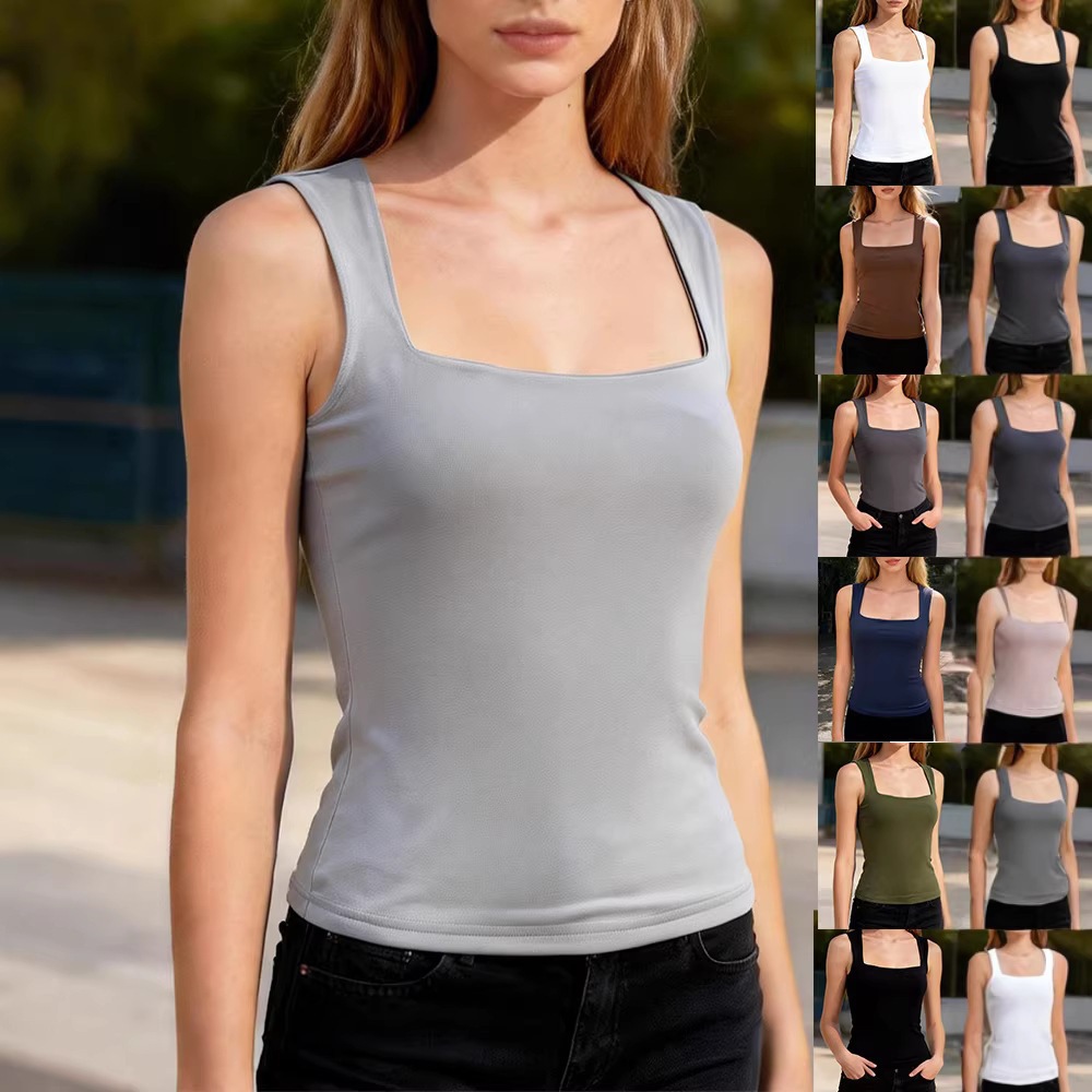 Women's Square Neck Sleeveless Tank Top Casual Minimalist