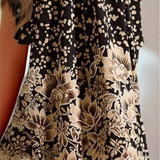 Women's Casual Floral V-Neck Short Sleeve Loose T-Shirt Plus Size