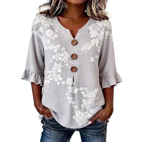 Plaid & Floral Print Short Sleeve Button-Up Top