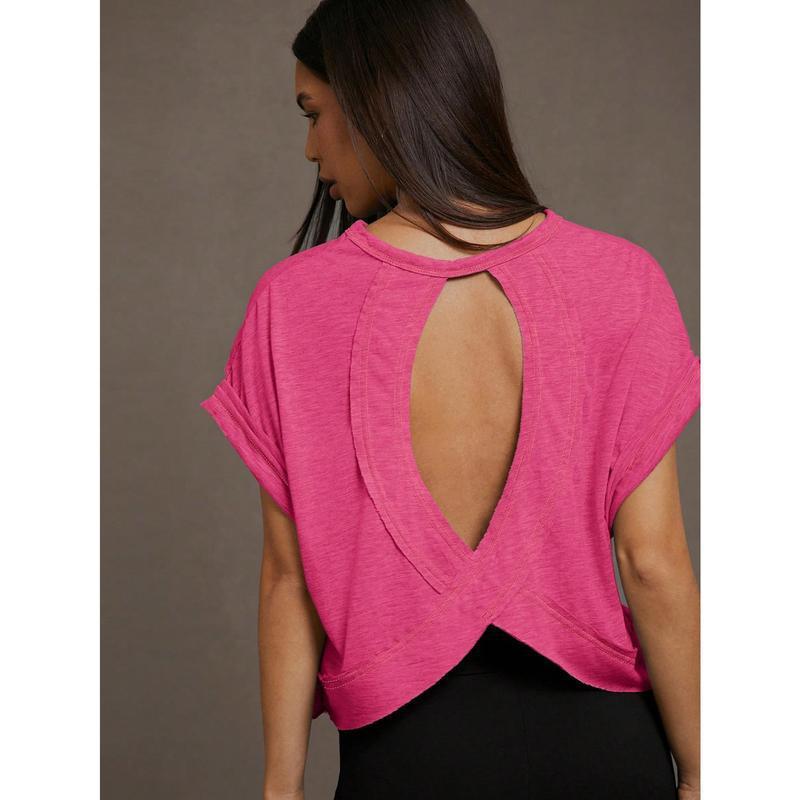 Women's Loose Open-Back Short-Sleeve T-Shirt