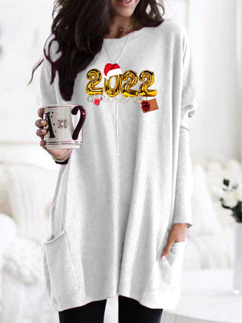 Women's Casual Long Sleeve Crewneck Pink Print Loose Pullover T-Shirt