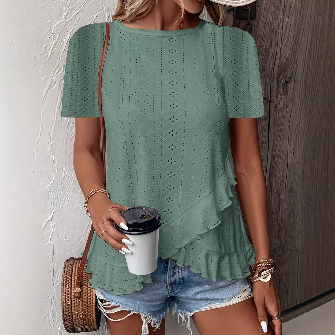 Women's Casual Solid Short Sleeve Crew Neck T-Shirt
