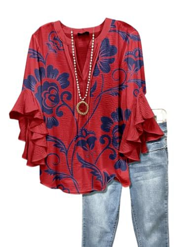 Women's Vintage Floral Print Half-Sleeve Top