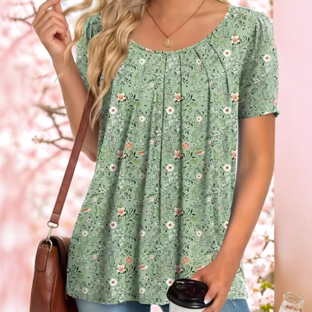 Floral Print Short Sleeve Women's T-Shirt
