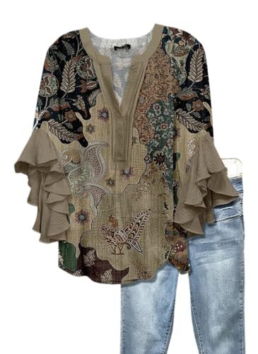 Women's Vintage Floral Print Half-Sleeve Top