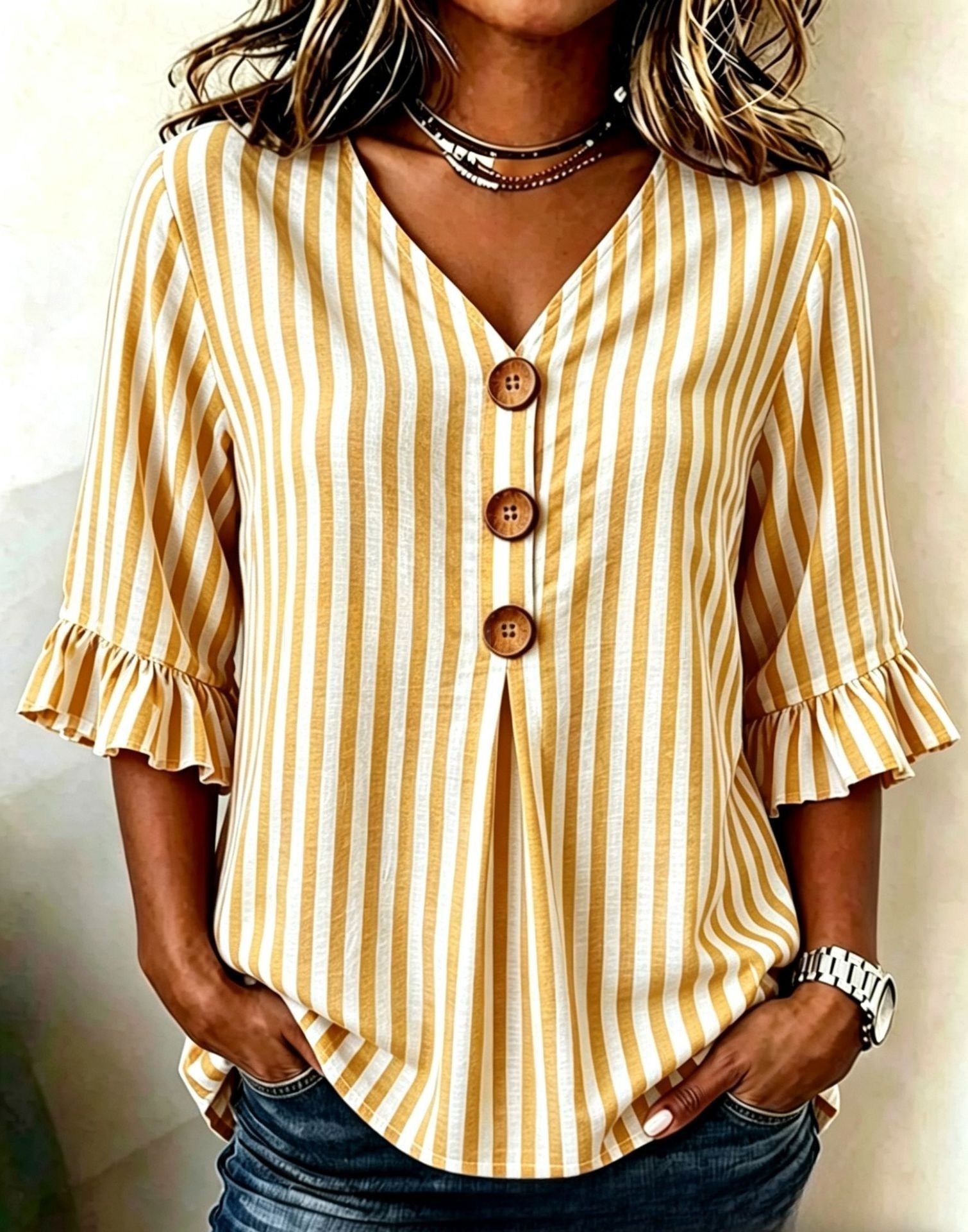 Women's Summer Plaid Print Short Sleeve Button-Up Top