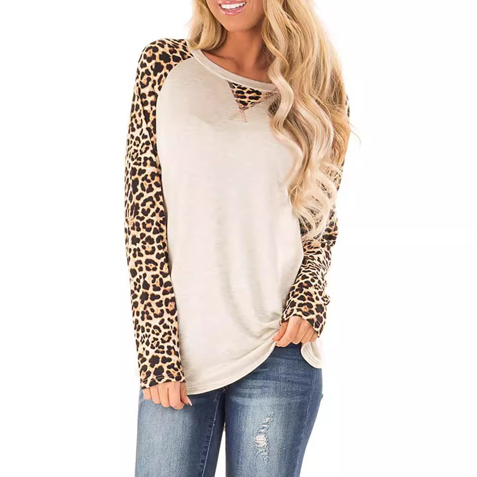Women's Raglan Sleeve Long Sleeve T-Shirt Print Splice Crew Neck Top