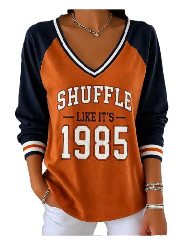 Graphic V-Neck Long Sleeve T-Shirt for Women