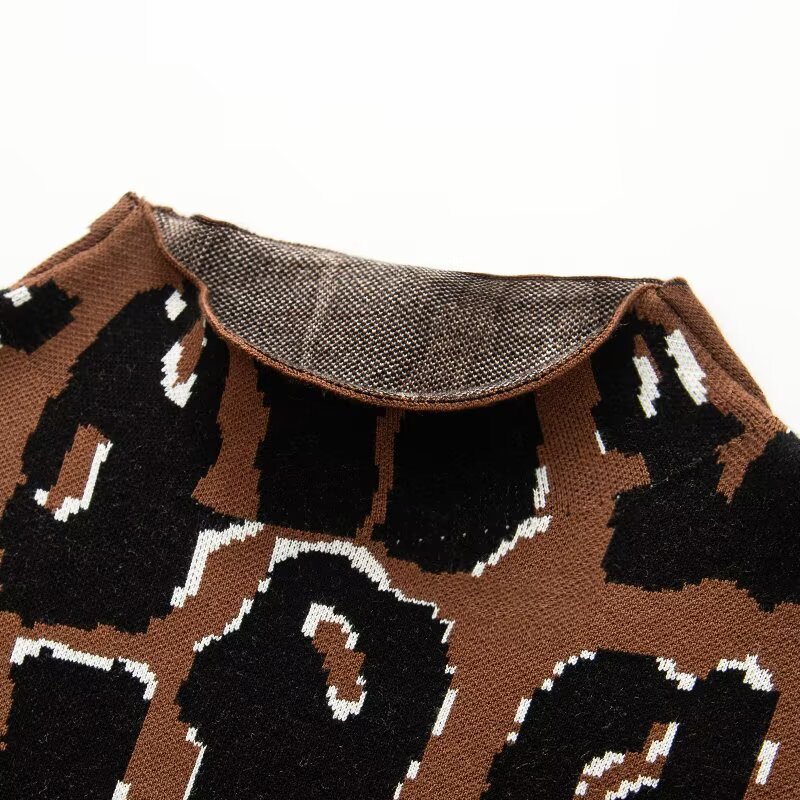 Women's Jacquard High Neck Long Sleeve Pullover Top