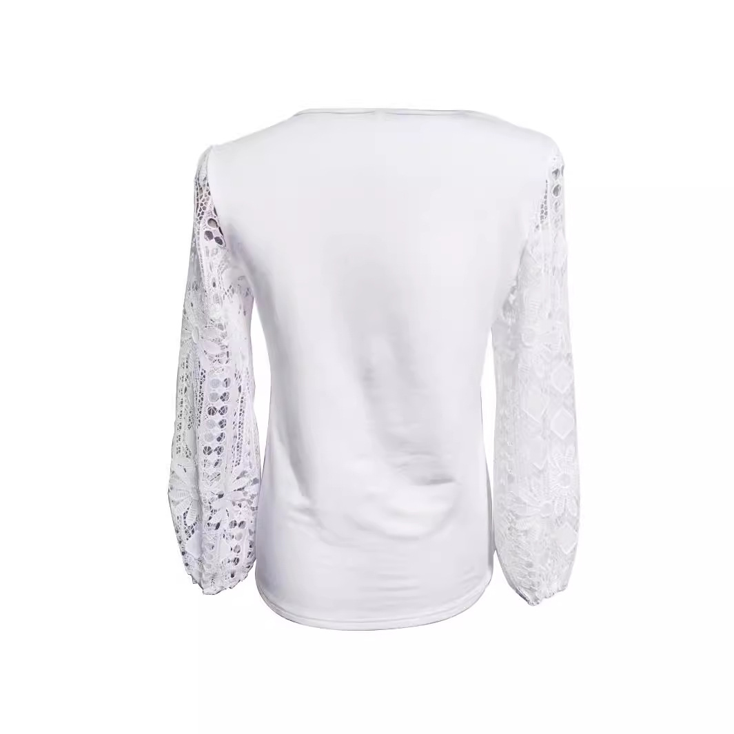 Women's Elegant Hollow-Out Lace Long-Sleeve Top