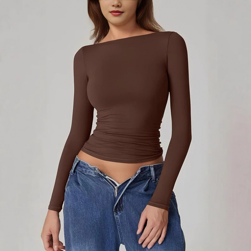 Sexy Open Back Long Sleeve Fitted Top