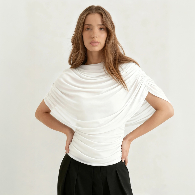 Women's Scarf-Neck Draped Sleeveless Fitted Top