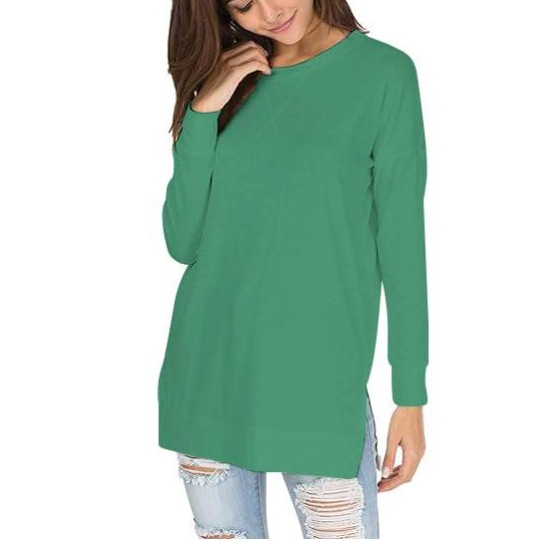 Women's Solid Crewneck Long Sleeve T-Shirt Loose Fit Casual Top