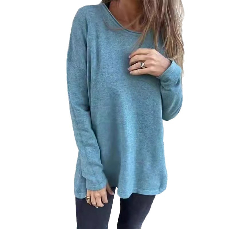 Women's Crewneck Solid Color Long Sleeve Top