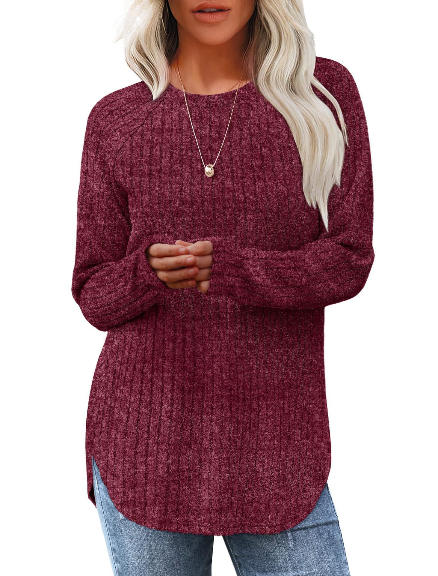 Women's Loose Crewneck High-Low Hem Top