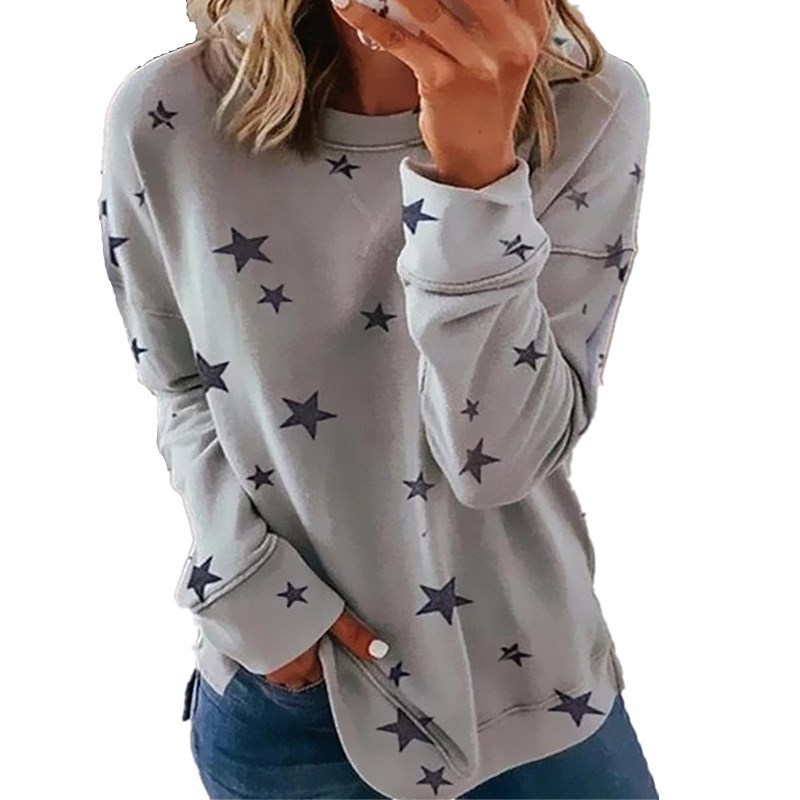 Star Print Long Sleeve Plus Size T-Shirt
