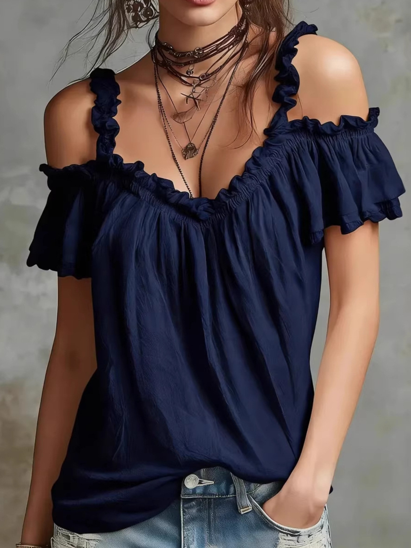 V-Neck Cold-Shoulder Cami Top