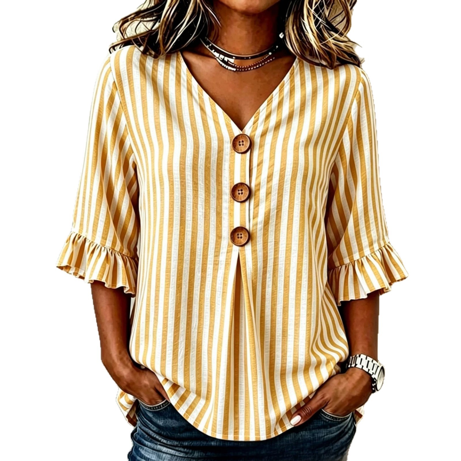 Women's Summer Plaid Print Short Sleeve Button-Up Top