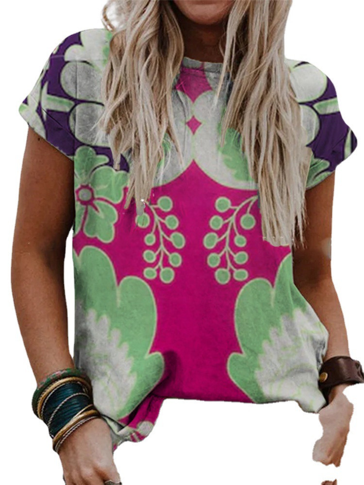 Women's Short Sleeve Digital Print T-Shirt
