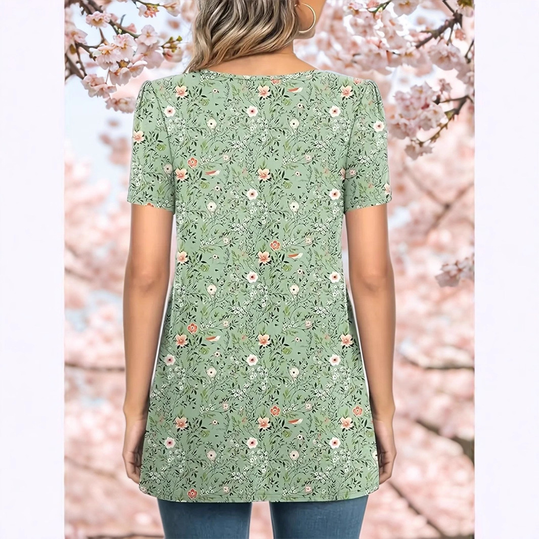 Floral Print Short Sleeve Women's T-Shirt
