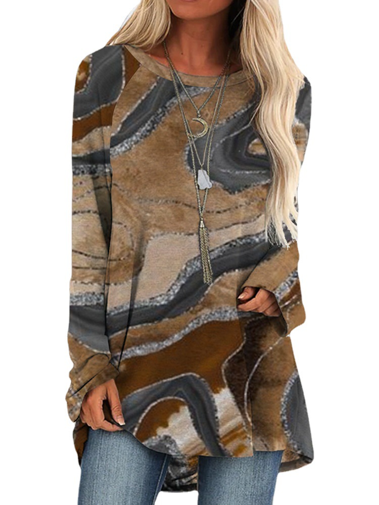 Women's Loose Vintage Print Crewneck T-Shirt