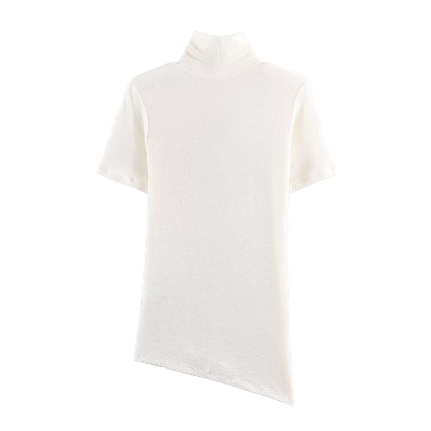 Women's Asymmetric High Neck Short Sleeve T-Shirt