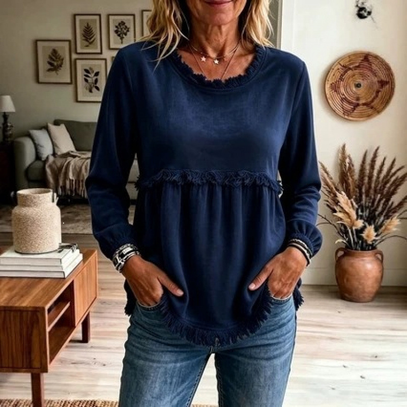 Women's Lace-Trimmed Loose Casual Top