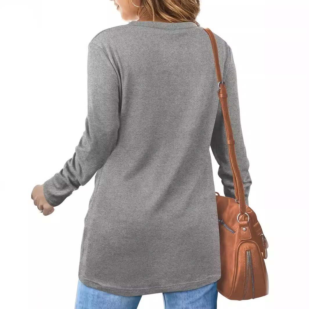 Women's Plus Size Twist Knot Long Sleeve Top