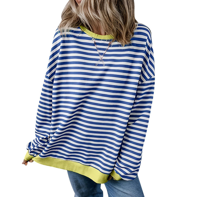 Striped Loose Pullover Sweatshirt Long Sleeve Top
