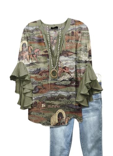 Women's Vintage Floral Print Half-Sleeve Top