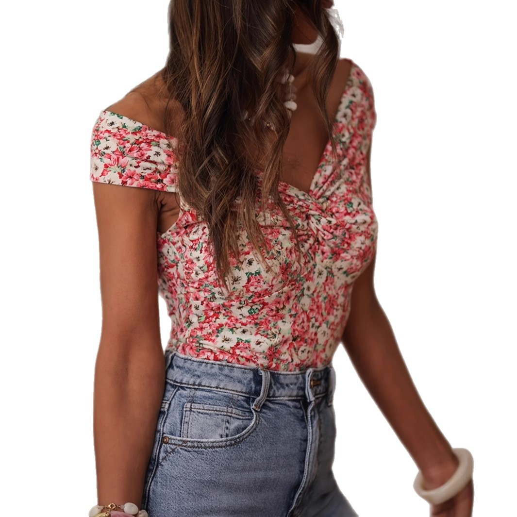 Women's Printed Sleeveless V-Neck Beach Top