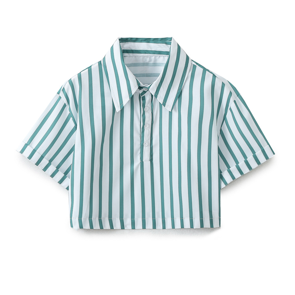 Striped Poplin Short Shirt