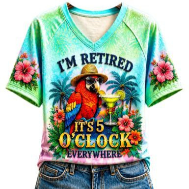 Women's Vacation Print Short Sleeve V-Neck Top
