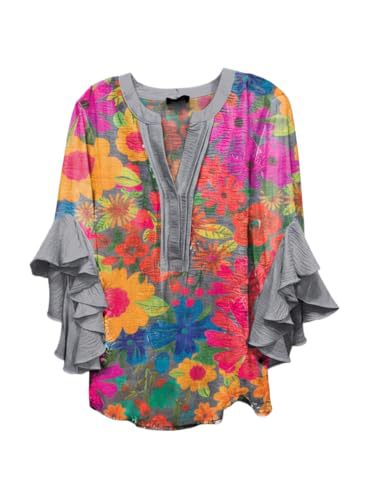Women's Vintage Floral Print Half-Sleeve Top