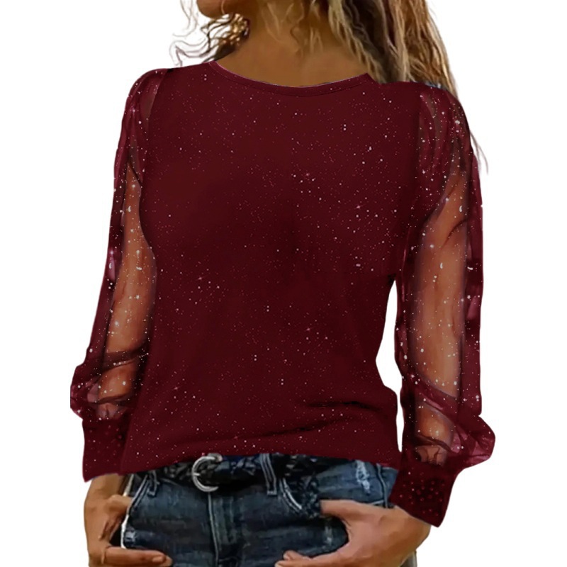 Long-Sleeve Loose Crewneck Casual T-Shirt Top