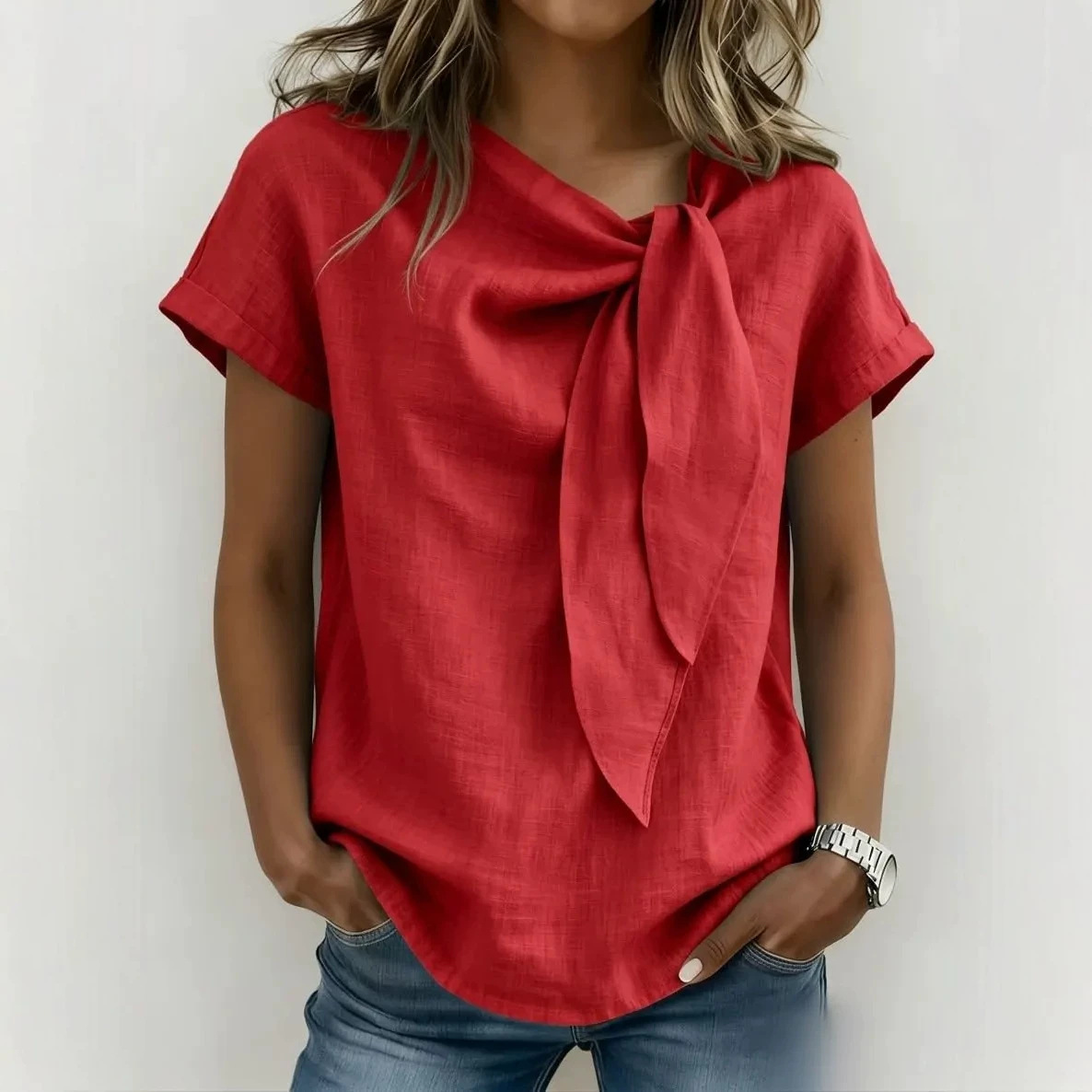 Women's Solid Color Short Sleeve Casual T-Shirt