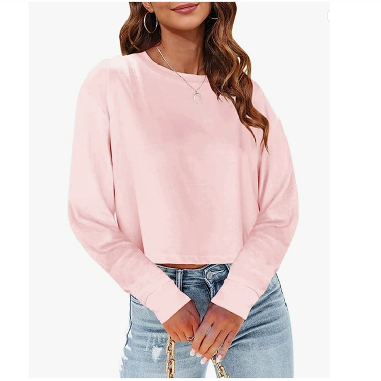 Women's Solid Crewneck Long-Sleeve Top