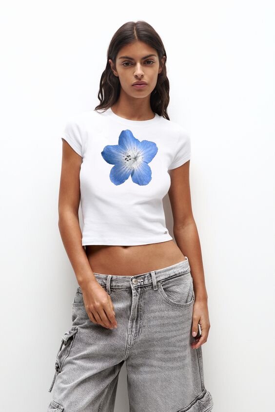 Floral Print Short-Sleeve T-Shirt, Casual Crew Neck Top