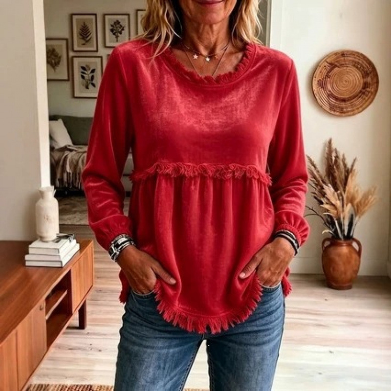 Women's Lace-Trimmed Loose Casual Top