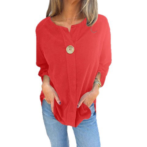 Slim-Fit Long-Sleeve Corduroy Pullover Top