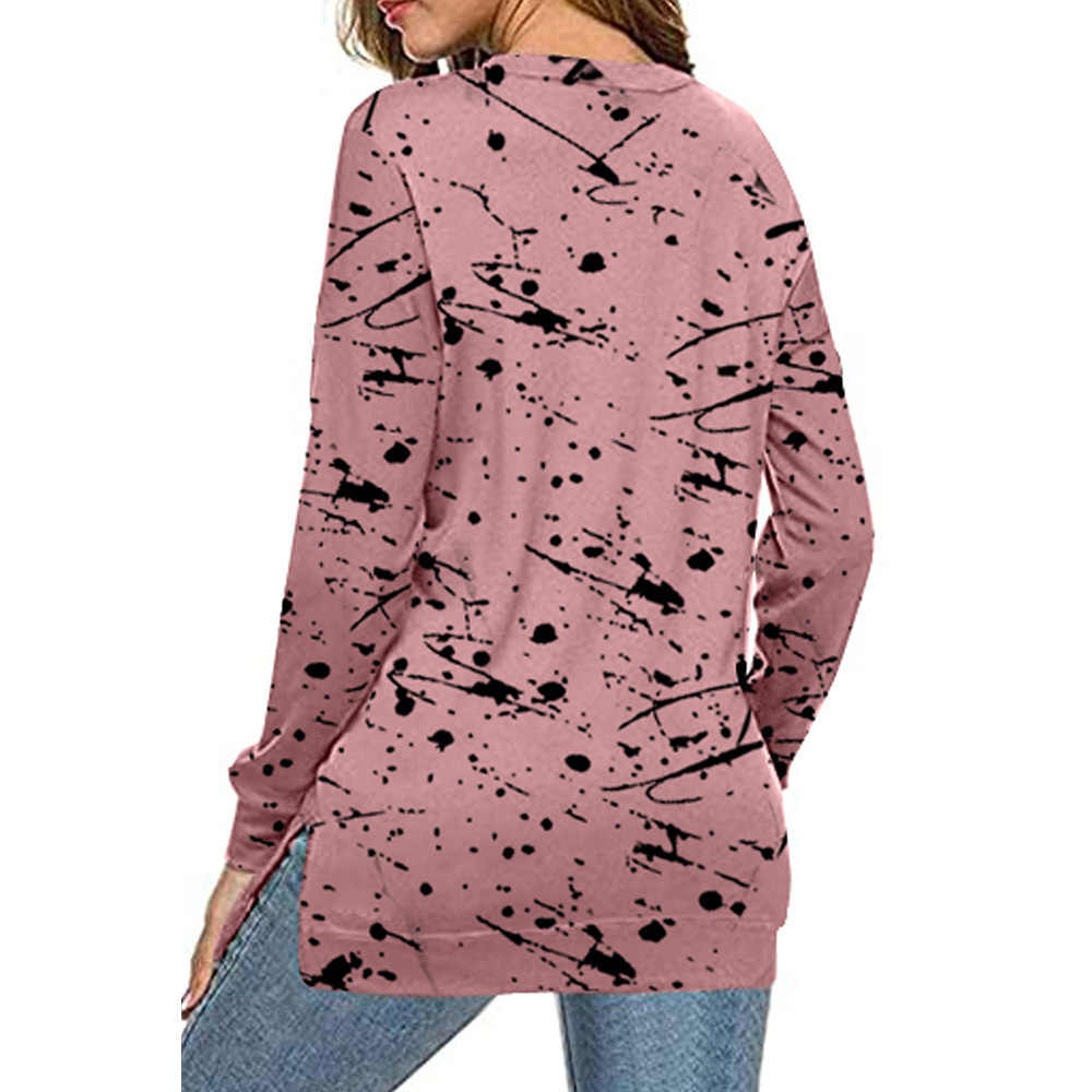 Women's Graffiti Print Loose Long-Sleeve T-Shirt