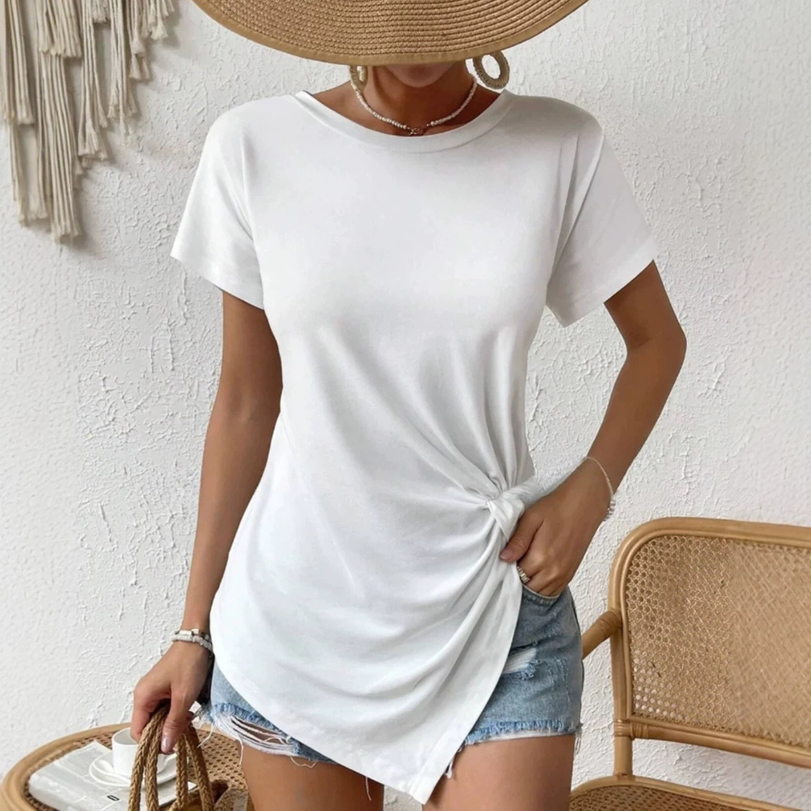 Women's Solid Crewneck Short Sleeve T-Shirt