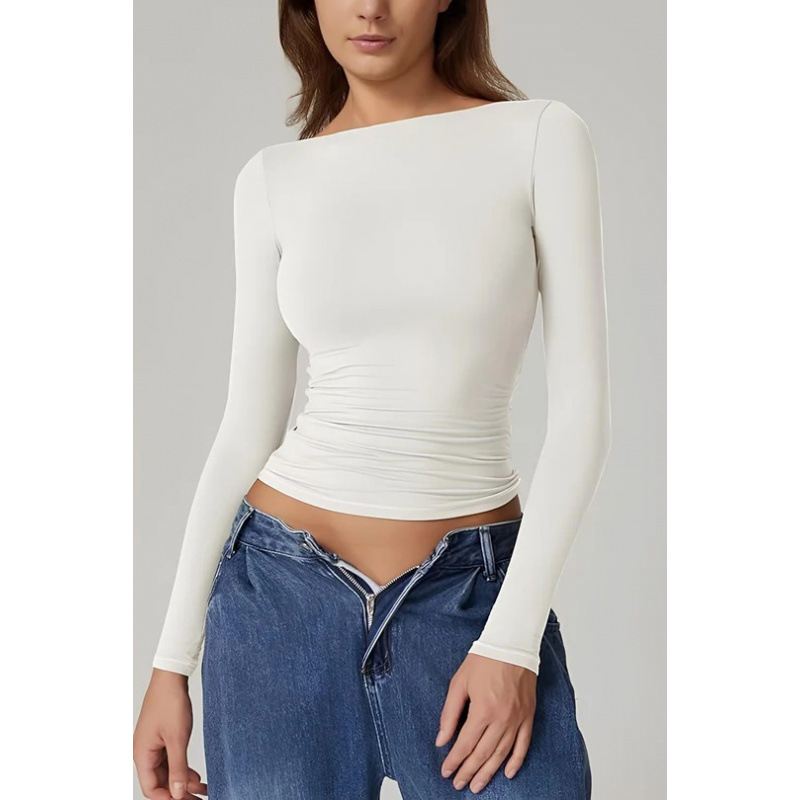 Sexy Open Back Long Sleeve Fitted Top
